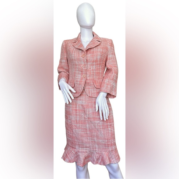 GEORGIOU VINTAGE TWEEN 2 PIECE MIX SET BLAZER W SKIRT BABY PINK - Picture 2 of 11